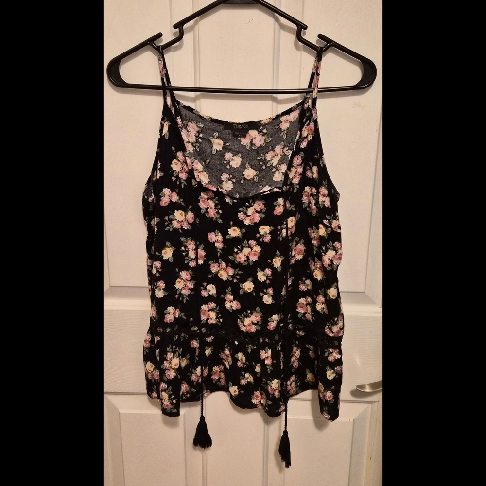 Floral Black Tank Top